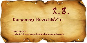 Korponay Bozsidár névjegykártya